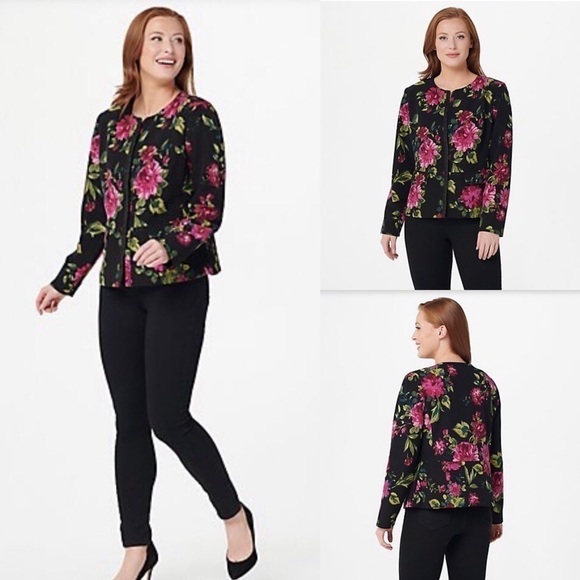 𝅺New Susan Graver Printed Stretch Jacket Floral NWOT - Picture 11 of 11